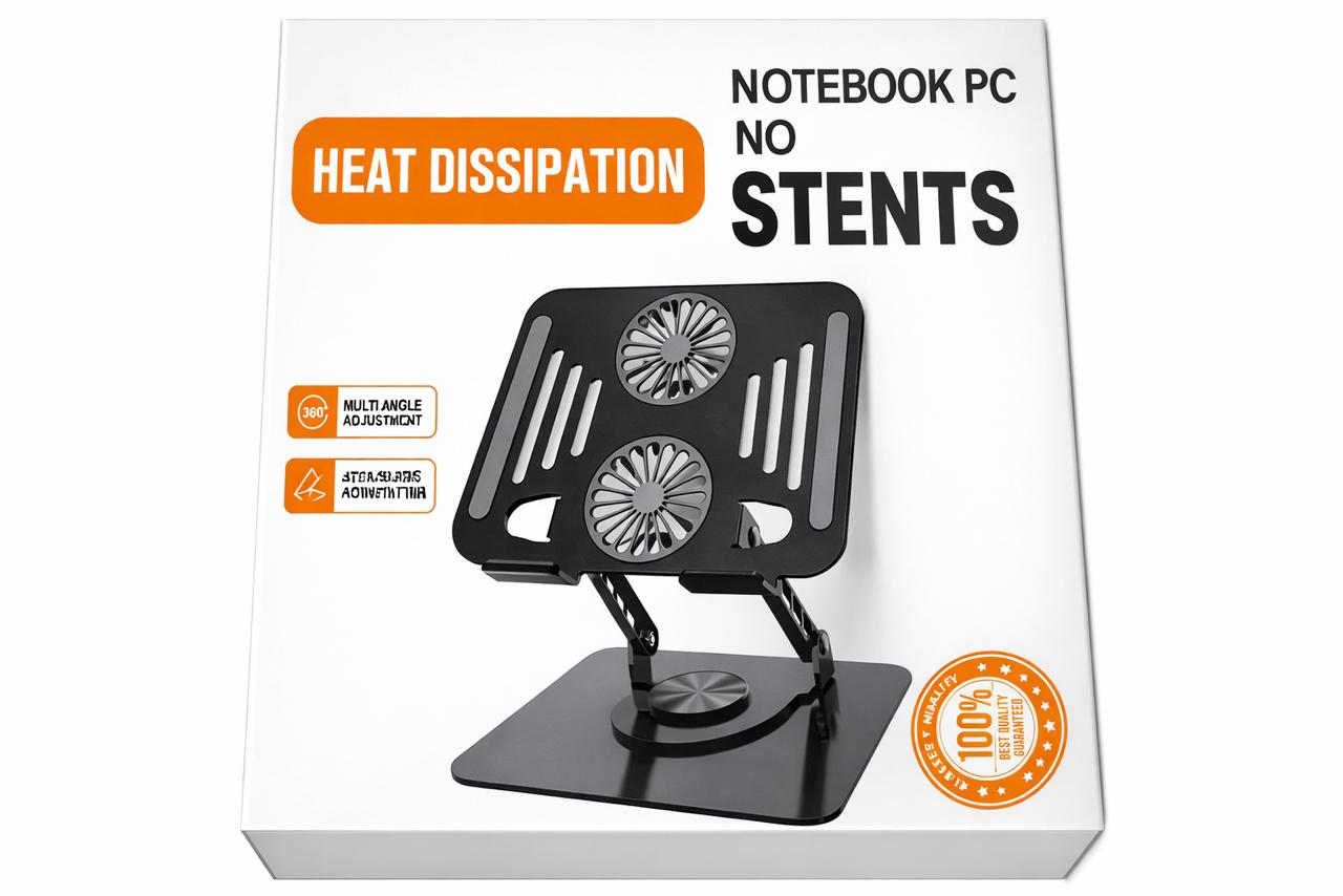 حامل لاب توب معدني قابل للتعديل 360 درجة مع مراوح تبريد مزدوجة