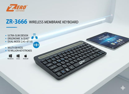 Zero ZR-3666 Wireless Keyboard English & Arabic