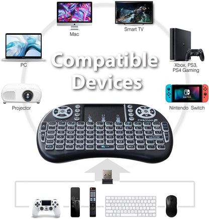 Mini Wireless Keyboard With Mouse Arabic/English Black