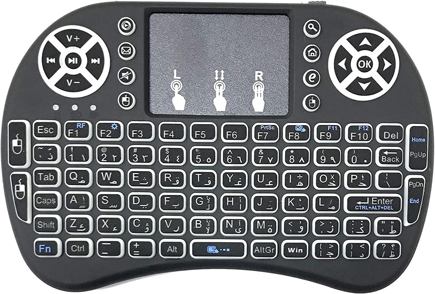 Mini Wireless Keyboard With Mouse Arabic/English Black